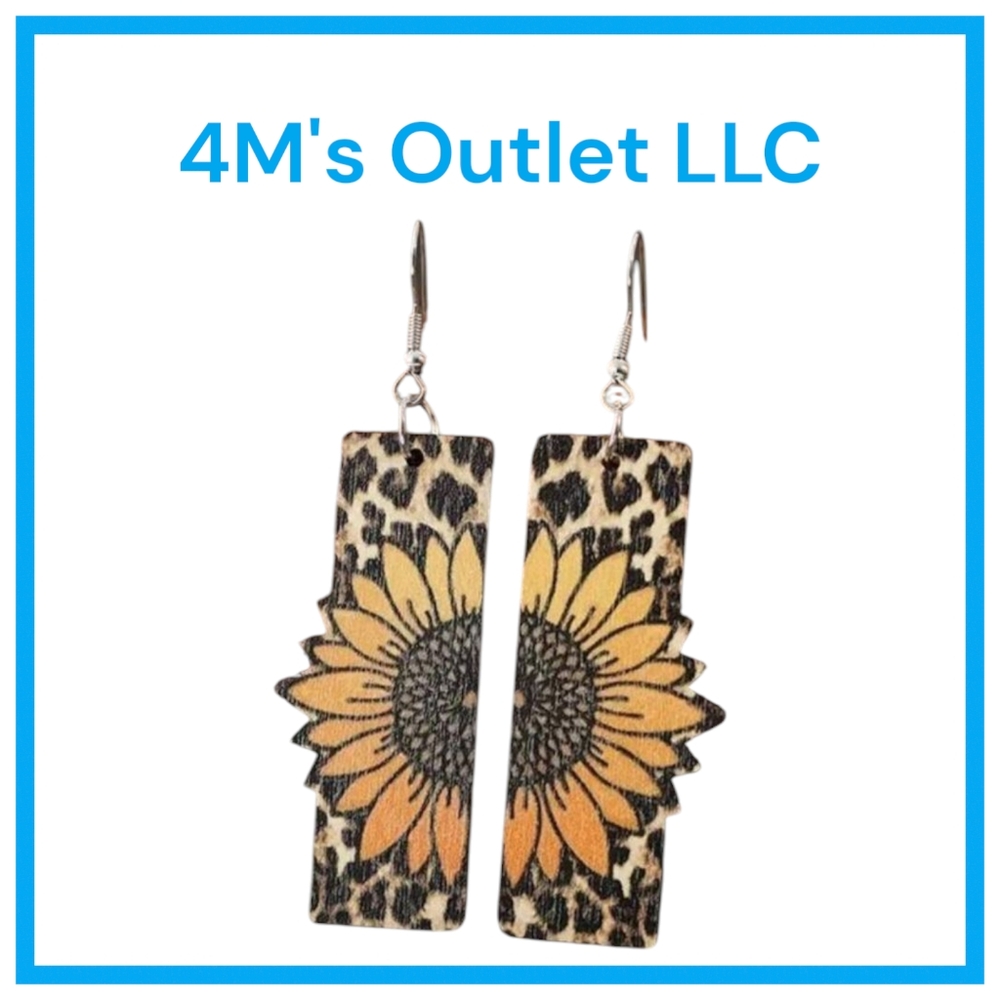 Sunflower Leopard Print Earrings